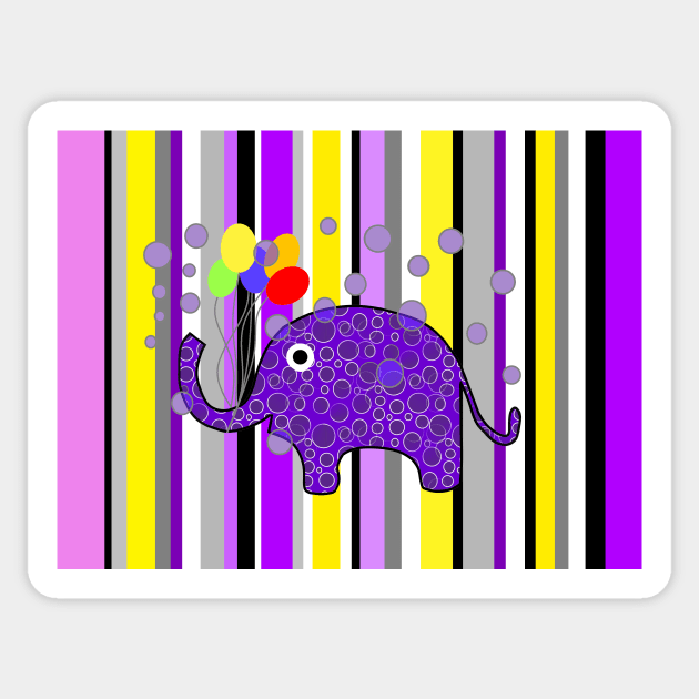 FUNNY  Elephant Party Stripes Sticker by SartorisArt1